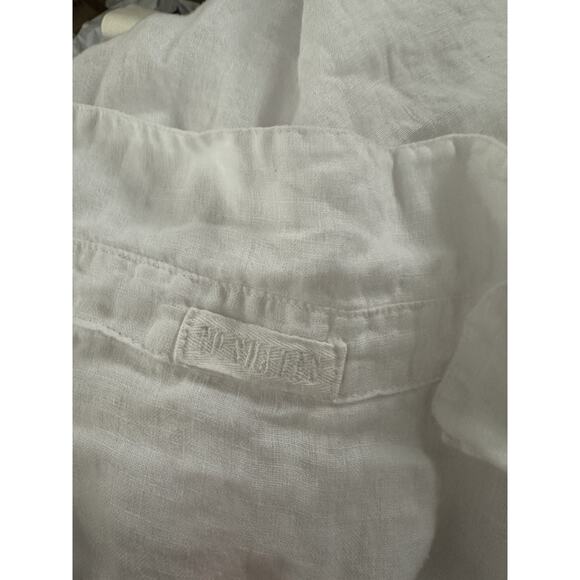 CP Shades Rooney Boxy Crop Blouse In White Linen Size Large - Picture 6 of 9